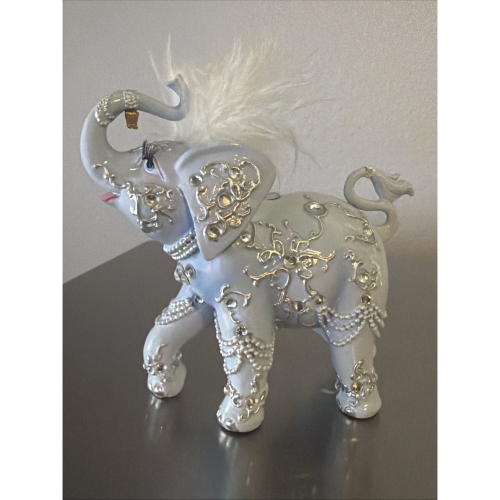 VTG HAMILTON COLLECTION THOMAS KINKADE CRYSTAL SWAROVSKI ELEGANCE BLUE ELEPHANT